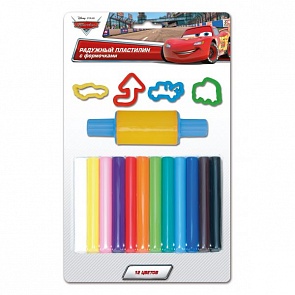 Пластилин «Тачки Дисней», 12 цветов с формочками (Multiart, MCQ-003-CRsim)